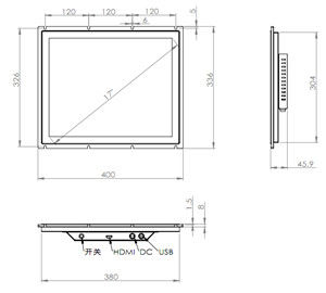 300cd/M2 インダストリアルタッチスクリーンモニター 10インチディスプレイ 24V DC電源入力